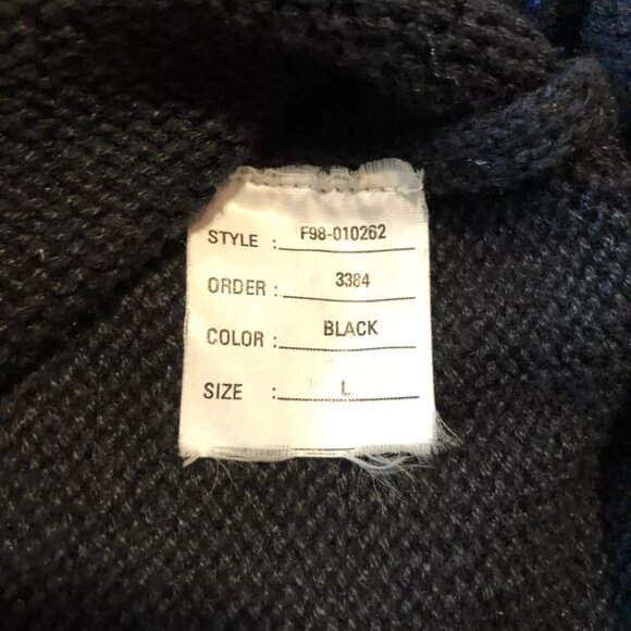 Vtg Black Cardigan Sweater Size L Embroidered Flowers Full Zip Heavy Duty Womens - Picture 3 of 3